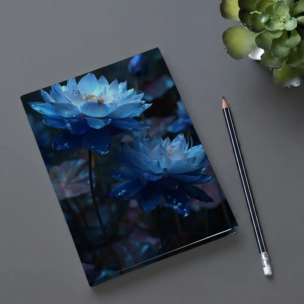 Blue Lotus Flowers Dark Moody Floral – Notebooks