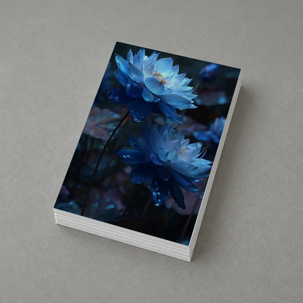 Blue Lotus Flowers Dark Moody Floral – Postcards