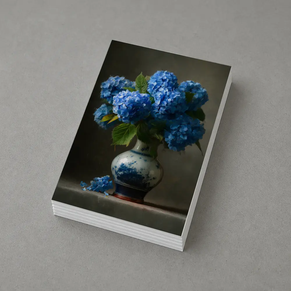 Blue Hydrangeas in Delft Porcelain Vase – Postcards