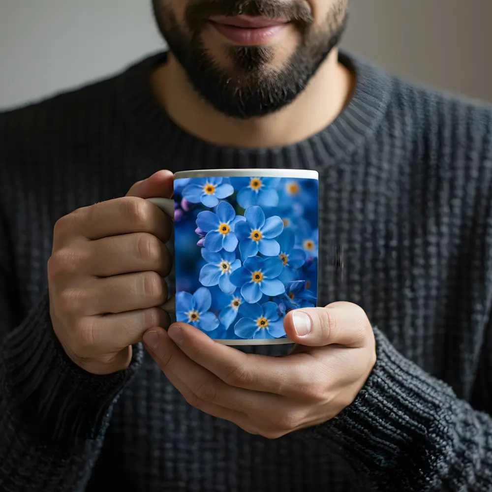 Forget Me Not Blue Flowers Close Up – Mugs