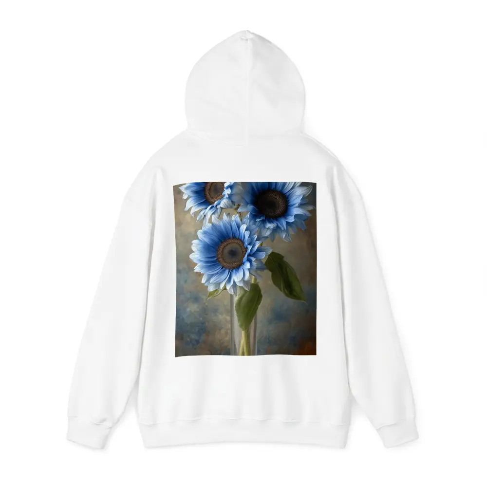 Blue Sunflowers in Glass Vase Painting – Hoodies