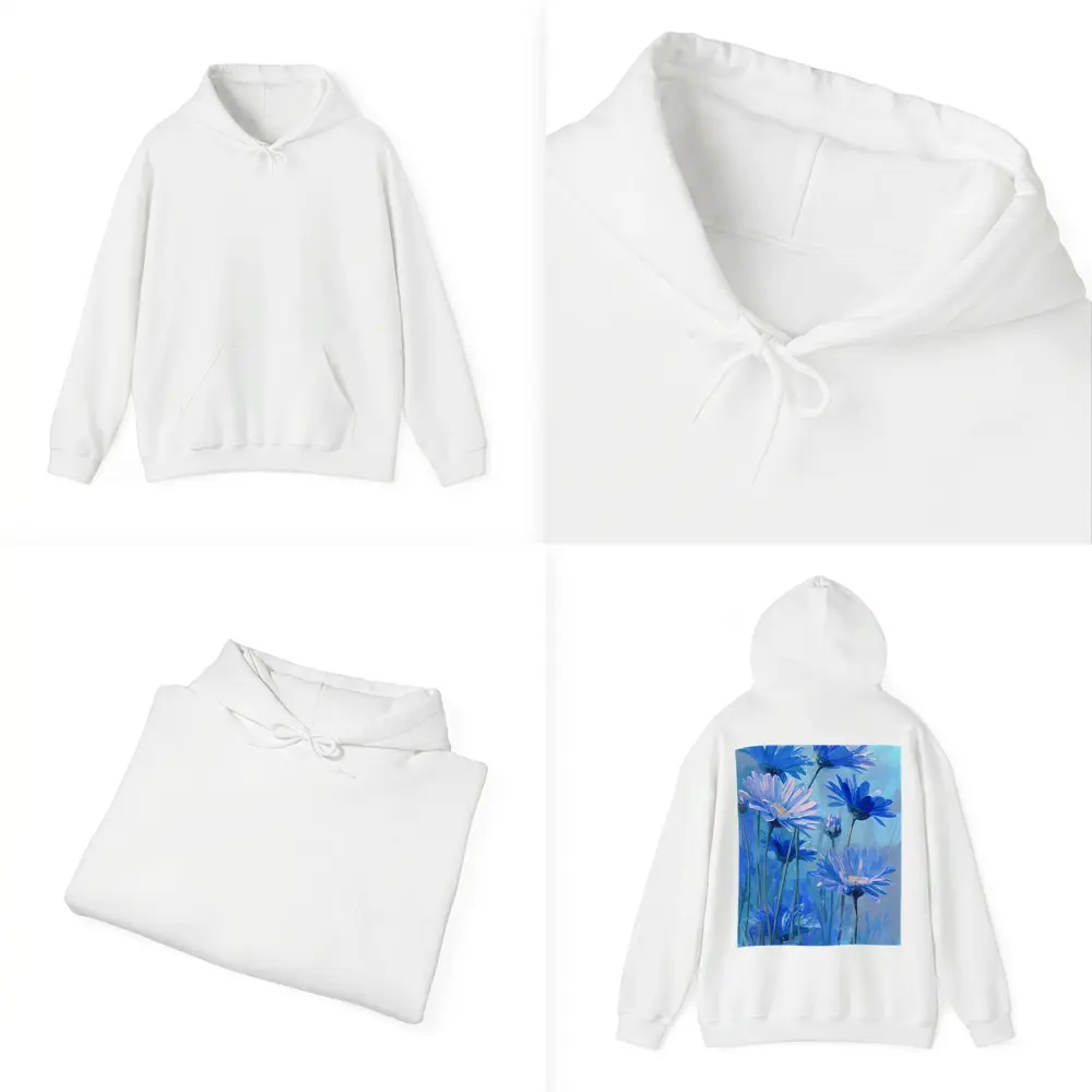 Blue Daisy Flowers Oil Painting Art – Hoodies