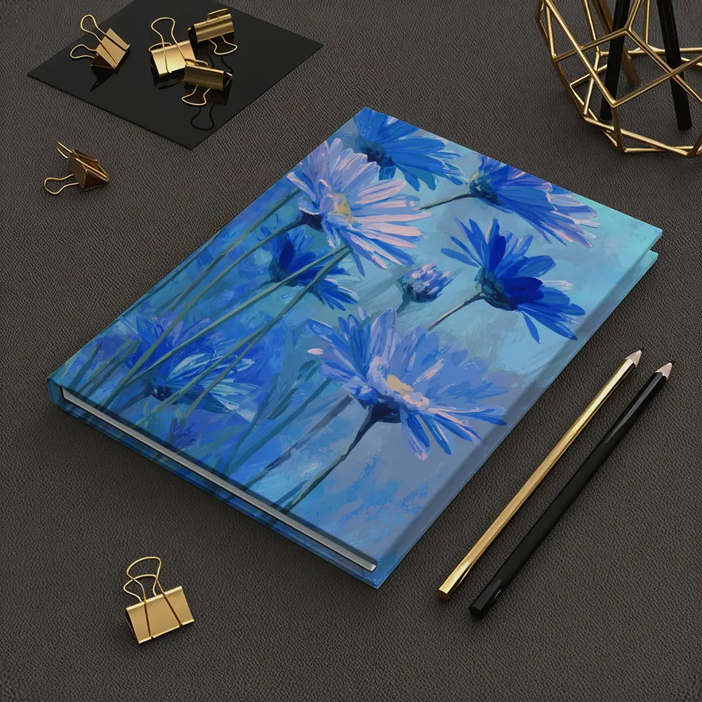 Blue Daisy Flowers Oil Painting Art – Notebooks