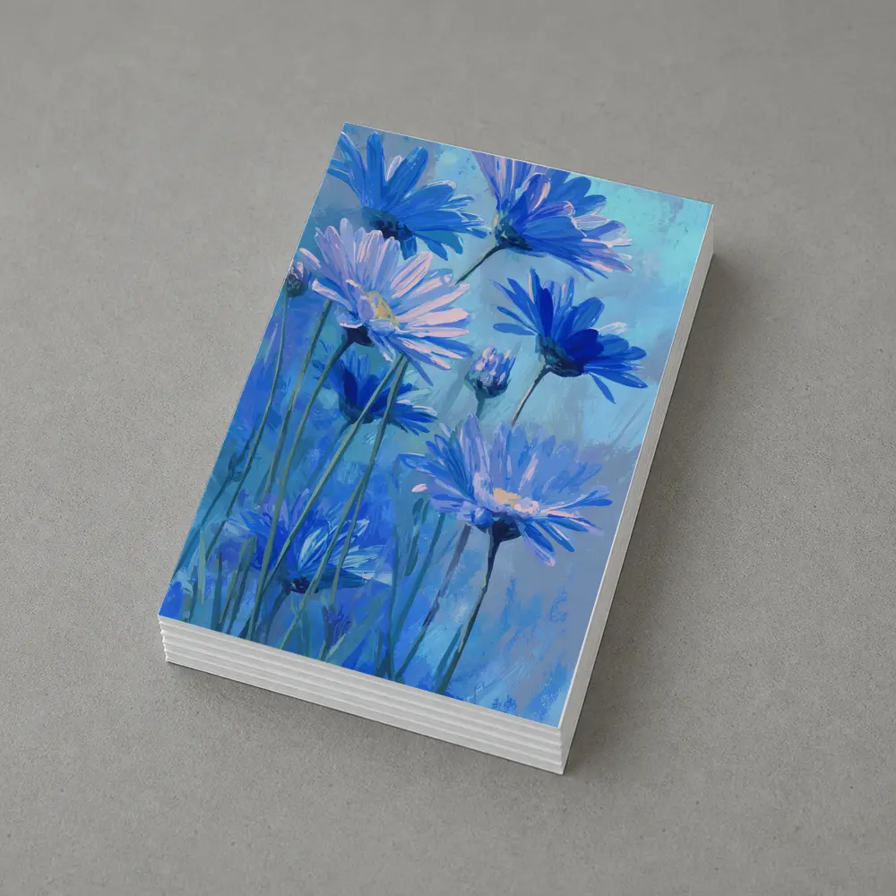 Blue Daisy Flowers Oil Painting Art – Postcards