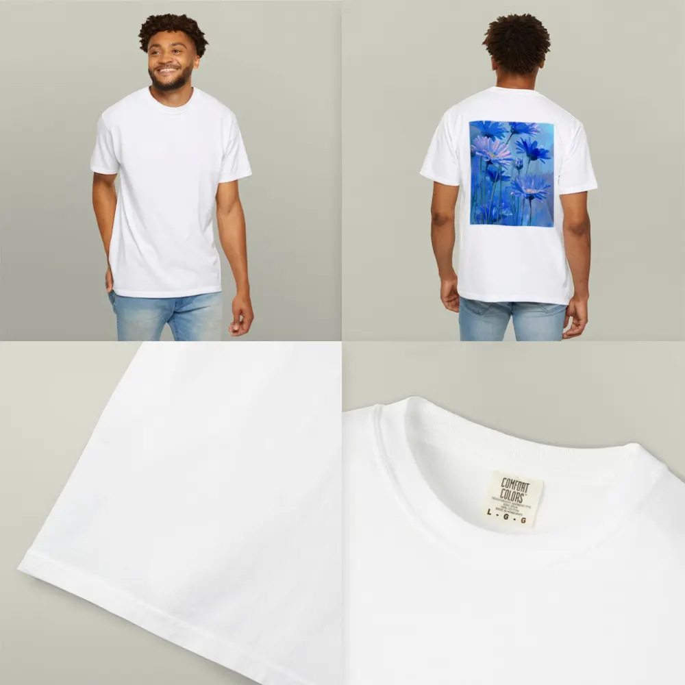 Blue Daisy Flowers Oil Painting Art – T-Shirts