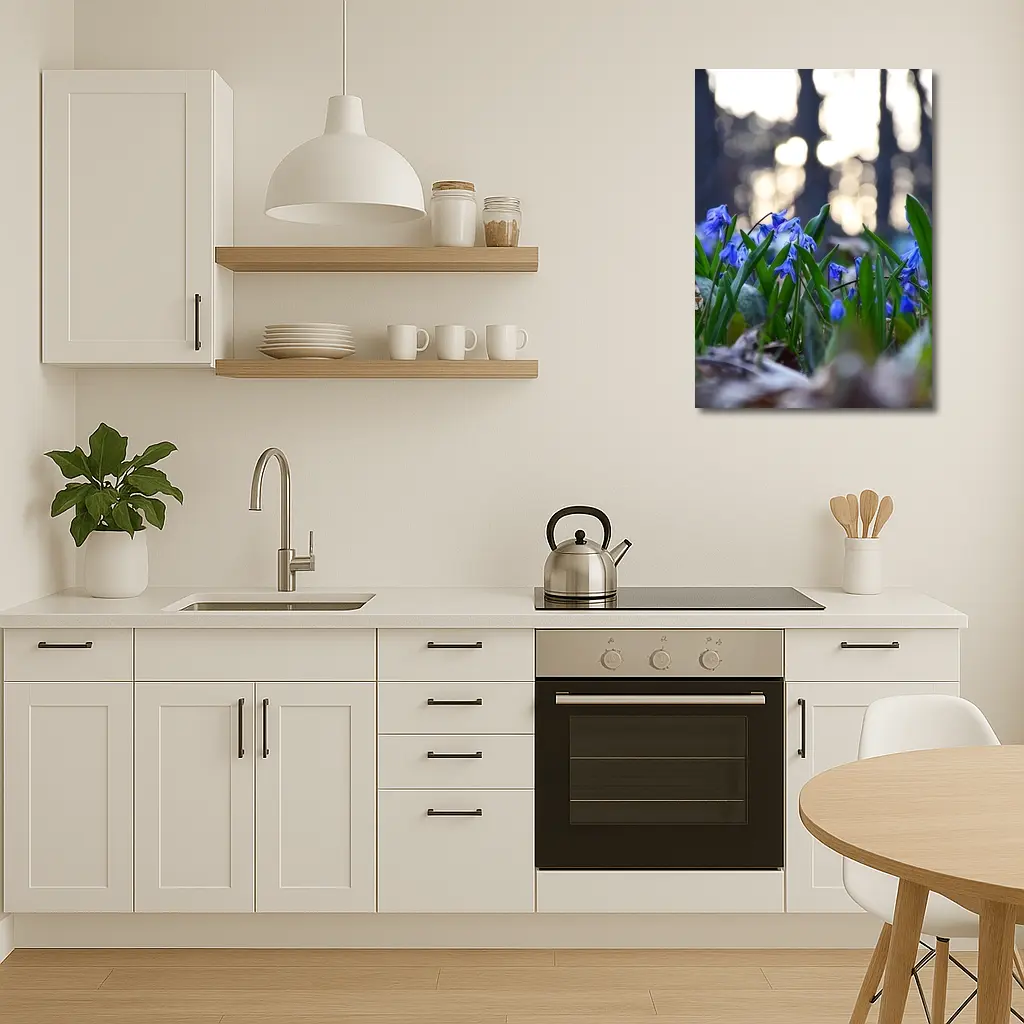 Blue Scilla Flowers Forest Bokeh Spring – Wall Art