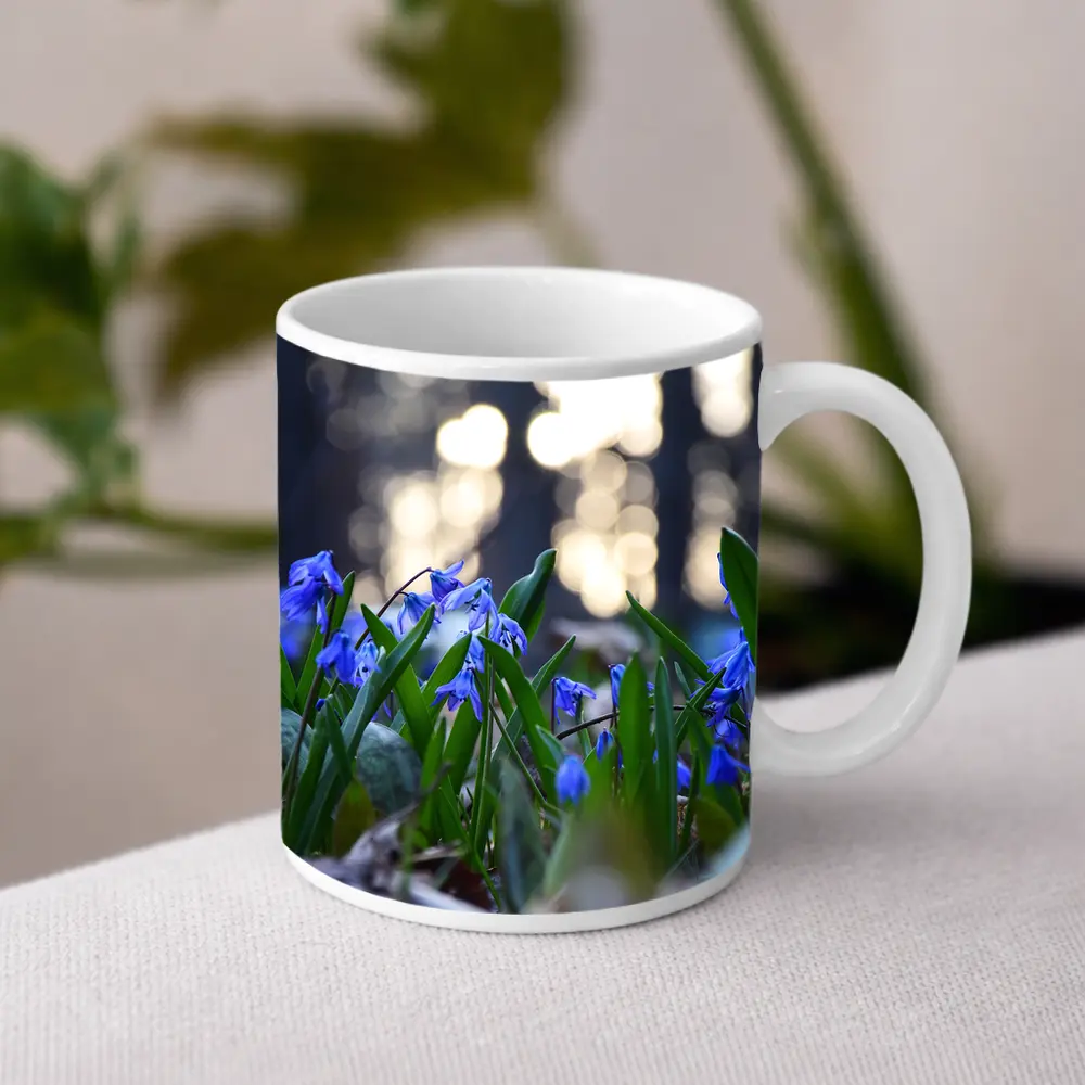 Blue Scilla Flowers Forest Bokeh Spring – Mugs