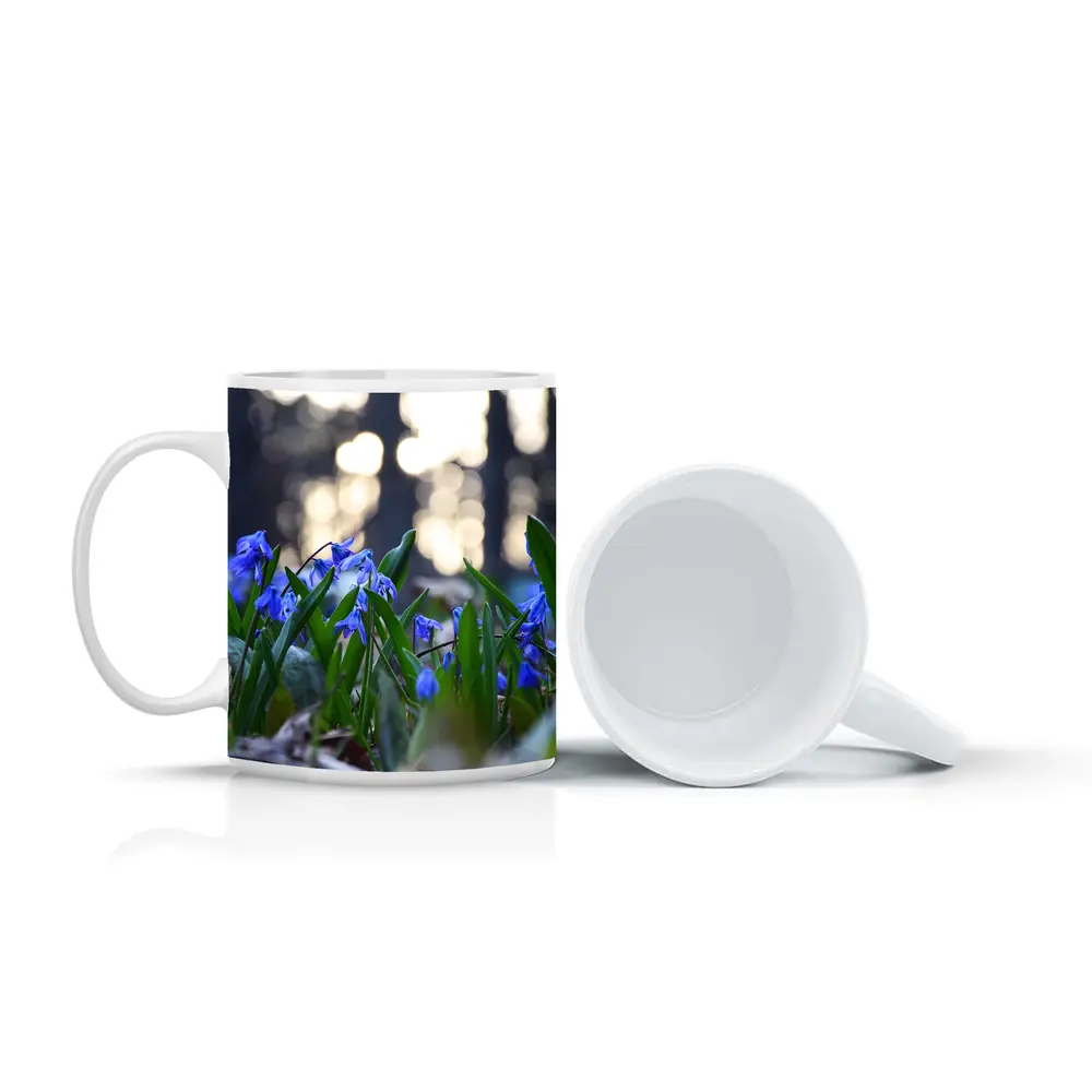 Blue Scilla Flowers Forest Bokeh Spring – Mugs