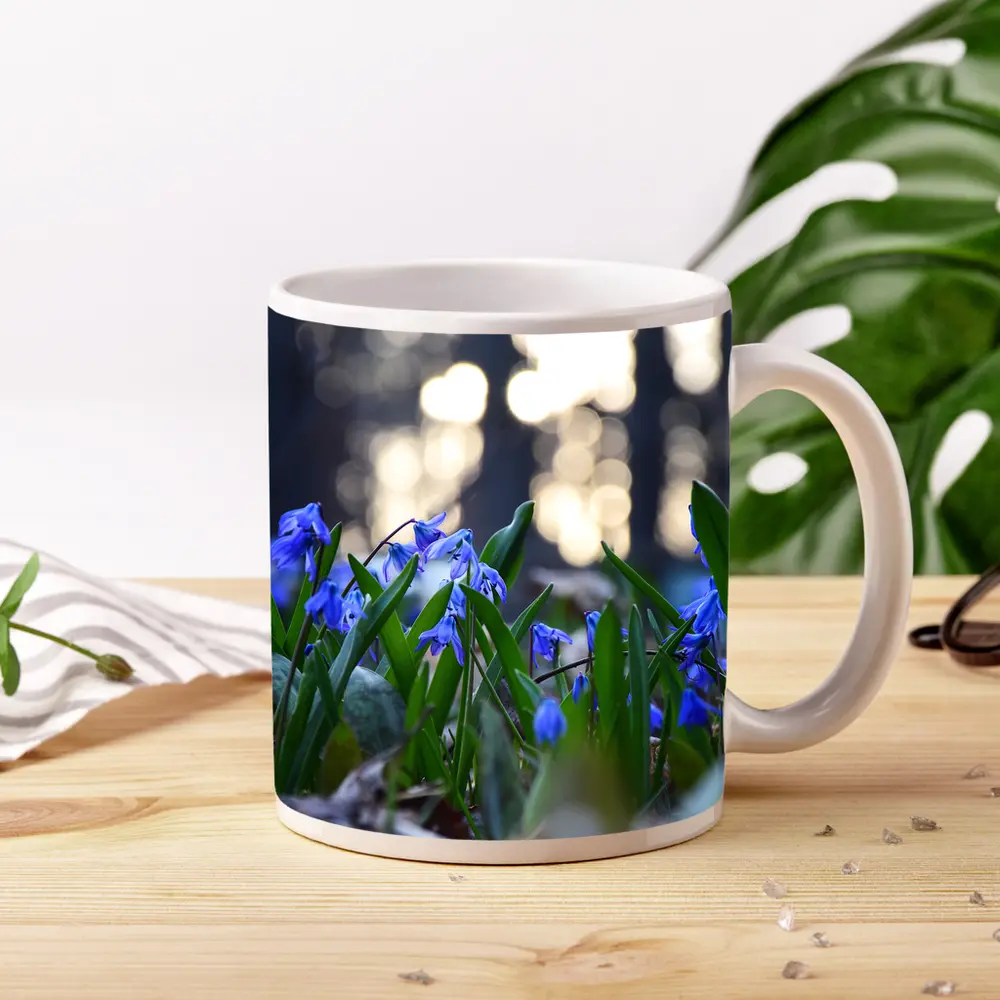 Blue Scilla Flowers Forest Bokeh Spring – Mugs