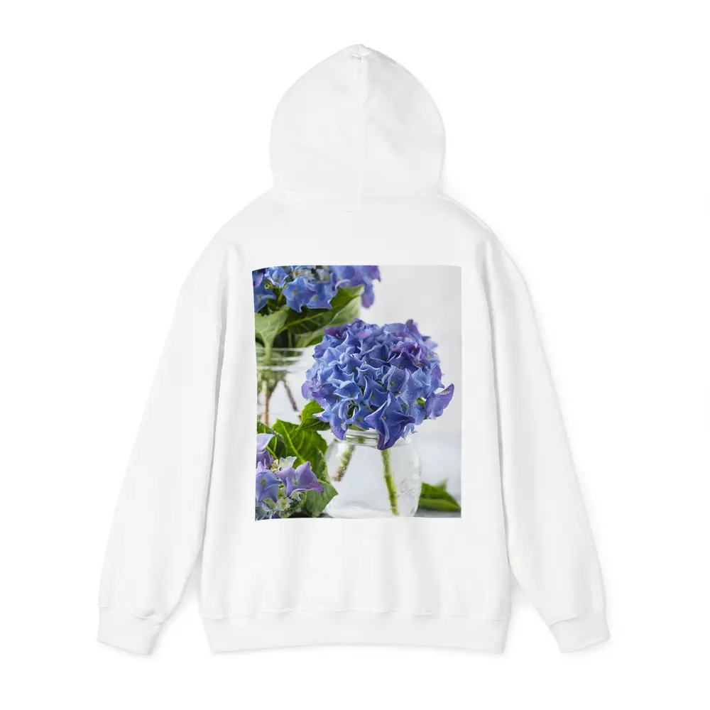 Blue Hydrangea Flowers In Glass Jars – Hoodies