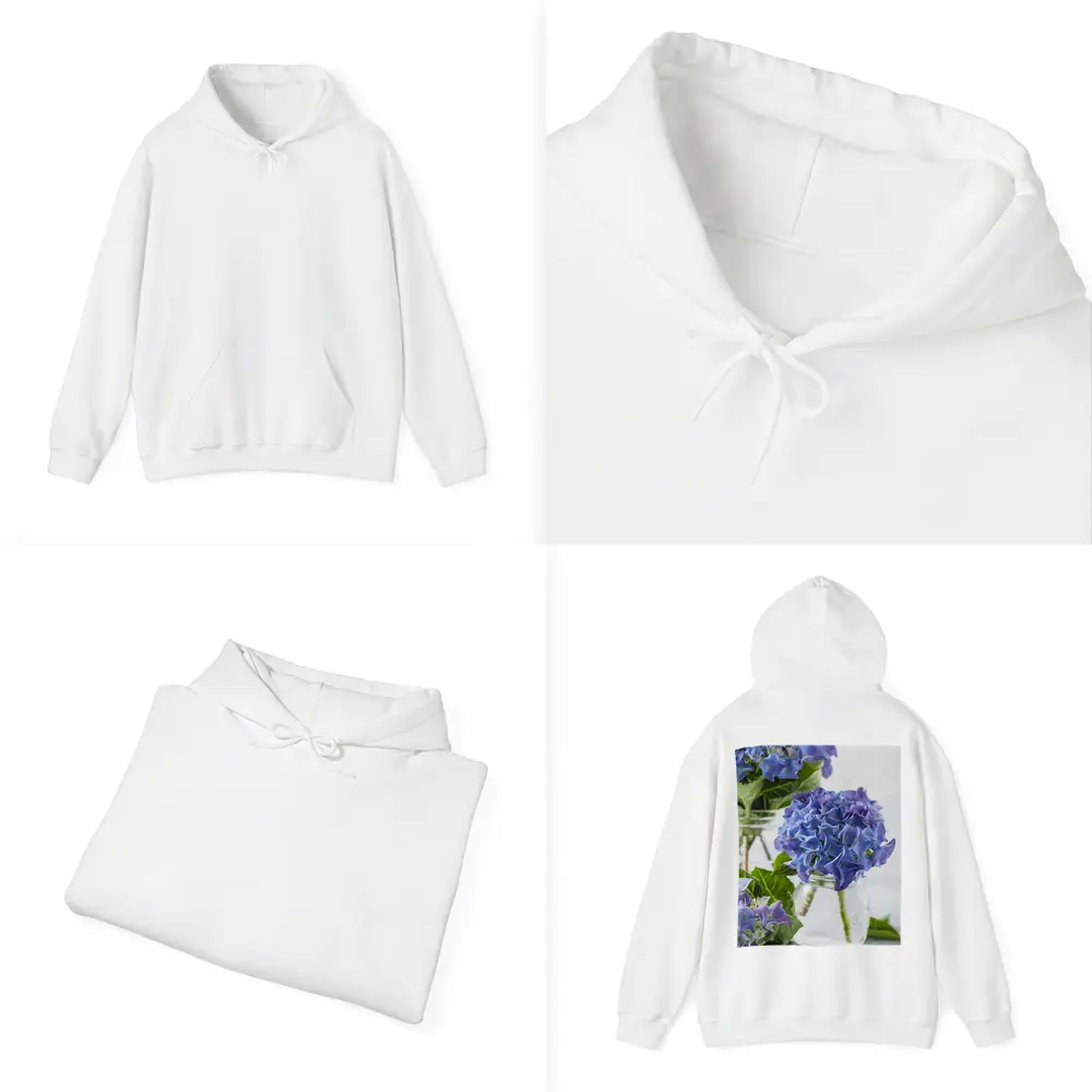 Blue Hydrangea Flowers In Glass Jars – Hoodies