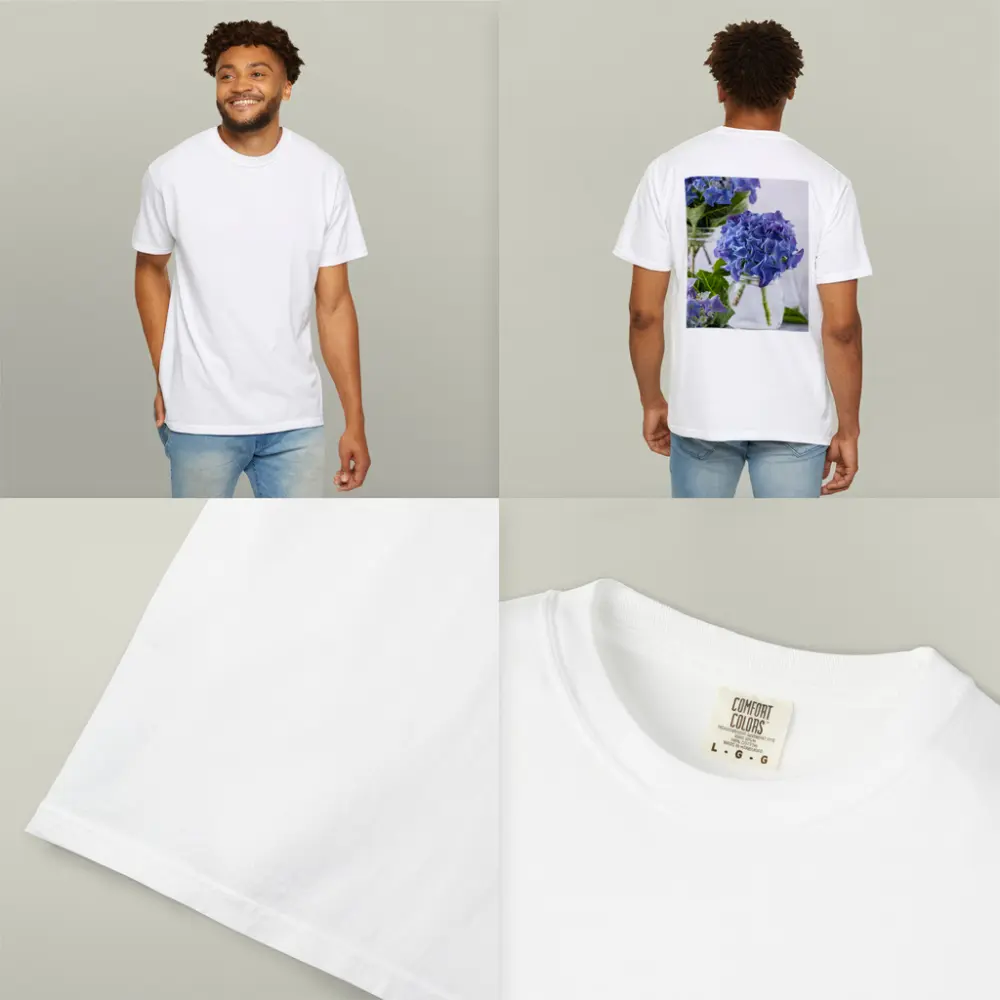 Blue Hydrangea Flowers In Glass Jars – T-Shirts
