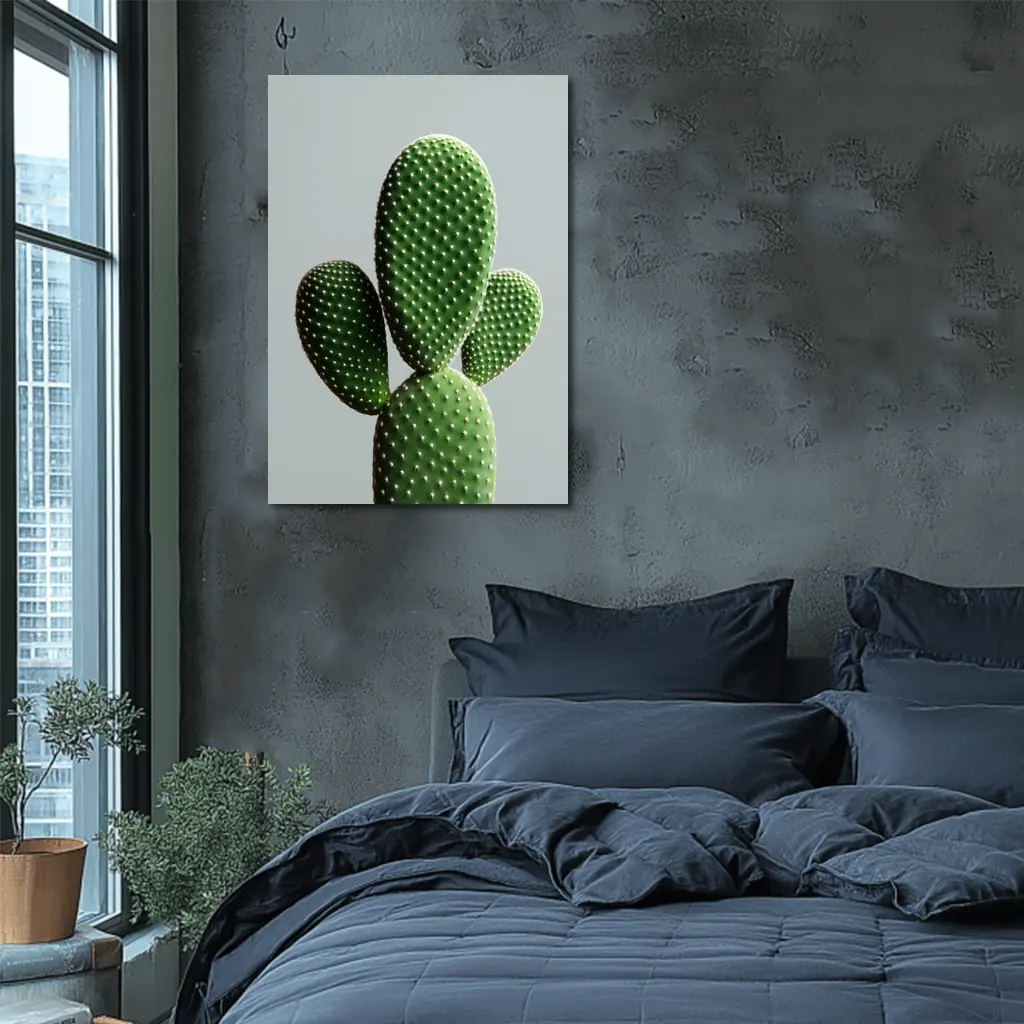 Prickly Pear Cactus on Gray Background – Wall Art