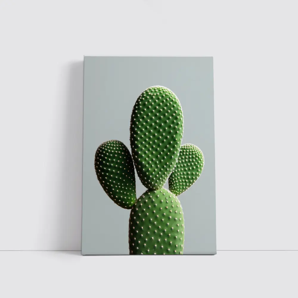 Prickly Pear Cactus on Gray Background – Wall Art
