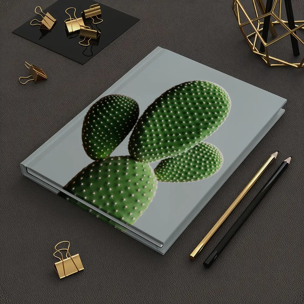 Prickly Pear Cactus on Gray Background – Notebooks