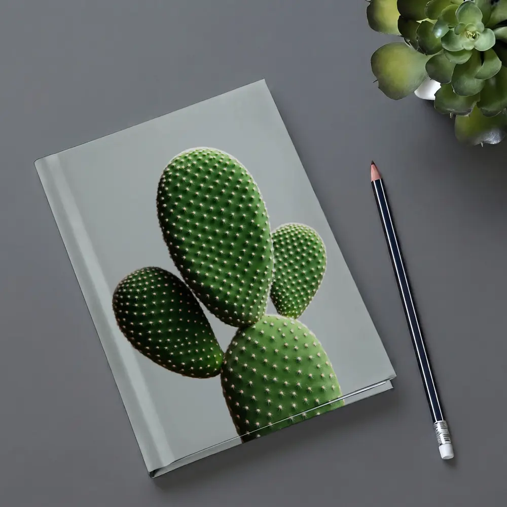 Prickly Pear Cactus on Gray Background – Notebooks