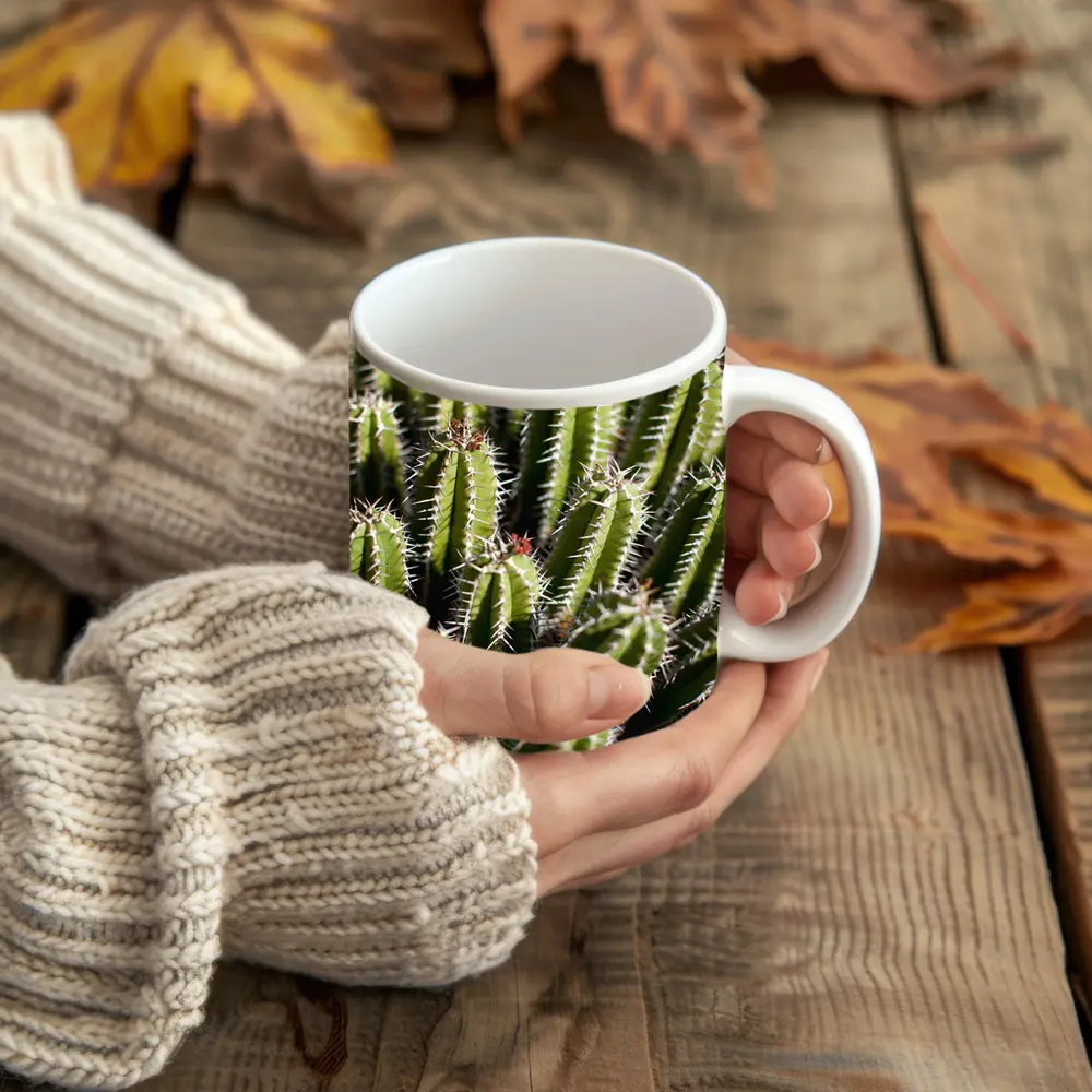 Close Up Green Cactus Spines Desert Plant – Mugs