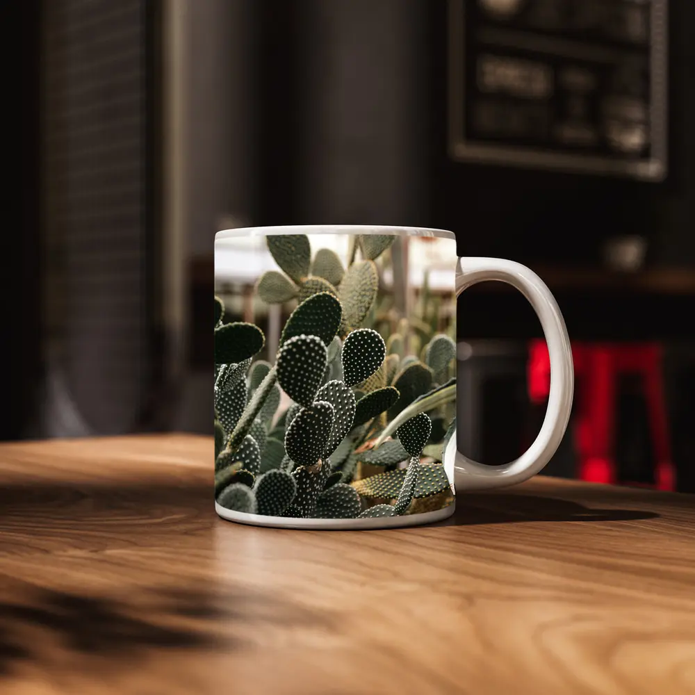 Prickly Pear Cactus Greenhouse Close Up – Mugs