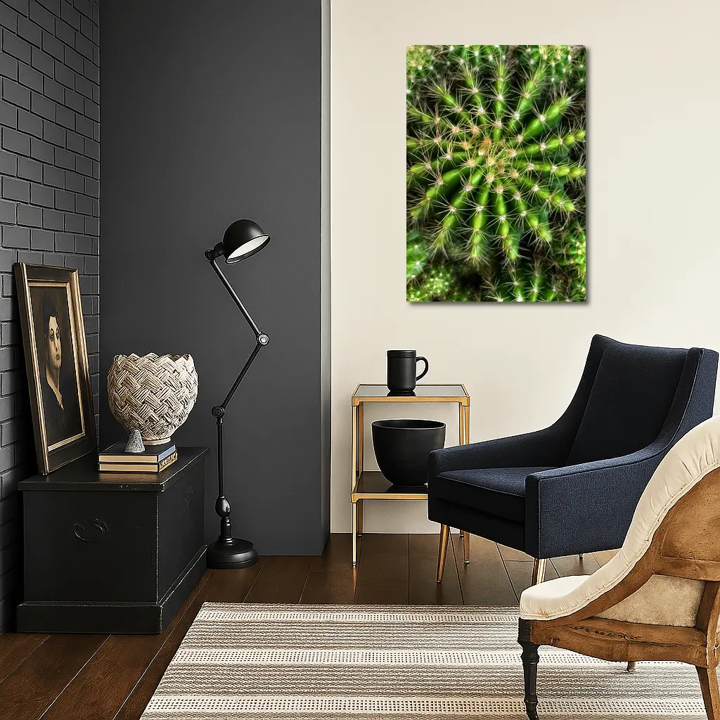 Green Cactus Close Up Top View – Wall Art