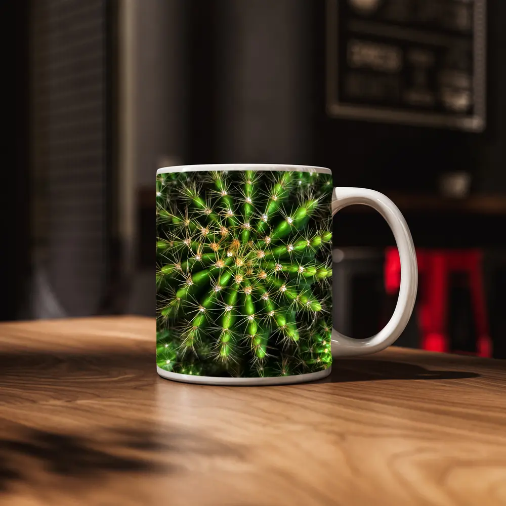 Green Cactus Close Up Top View – Mugs