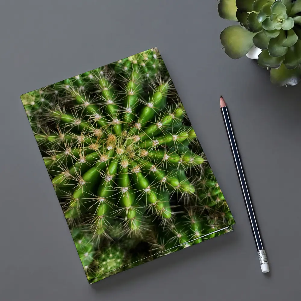 Green Cactus Close Up Top View – Notebooks