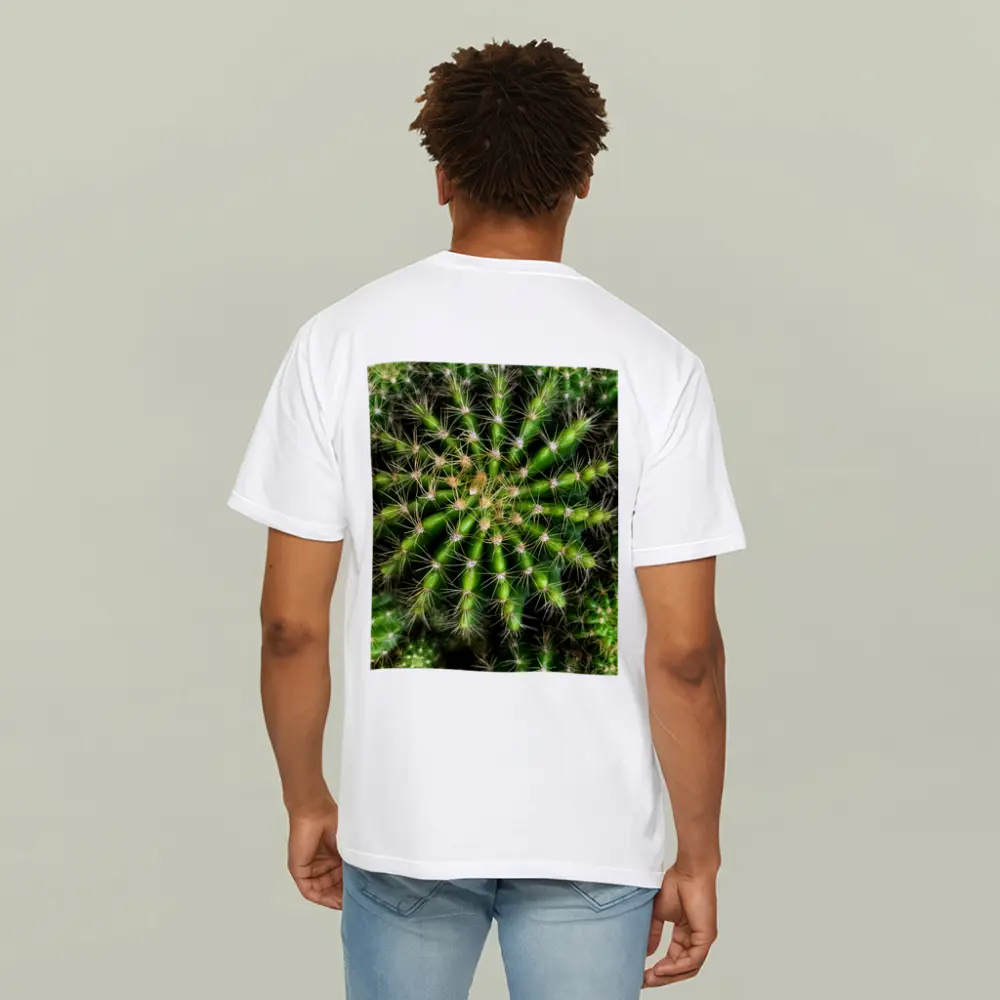 Green Cactus Close Up Top View – T-Shirts