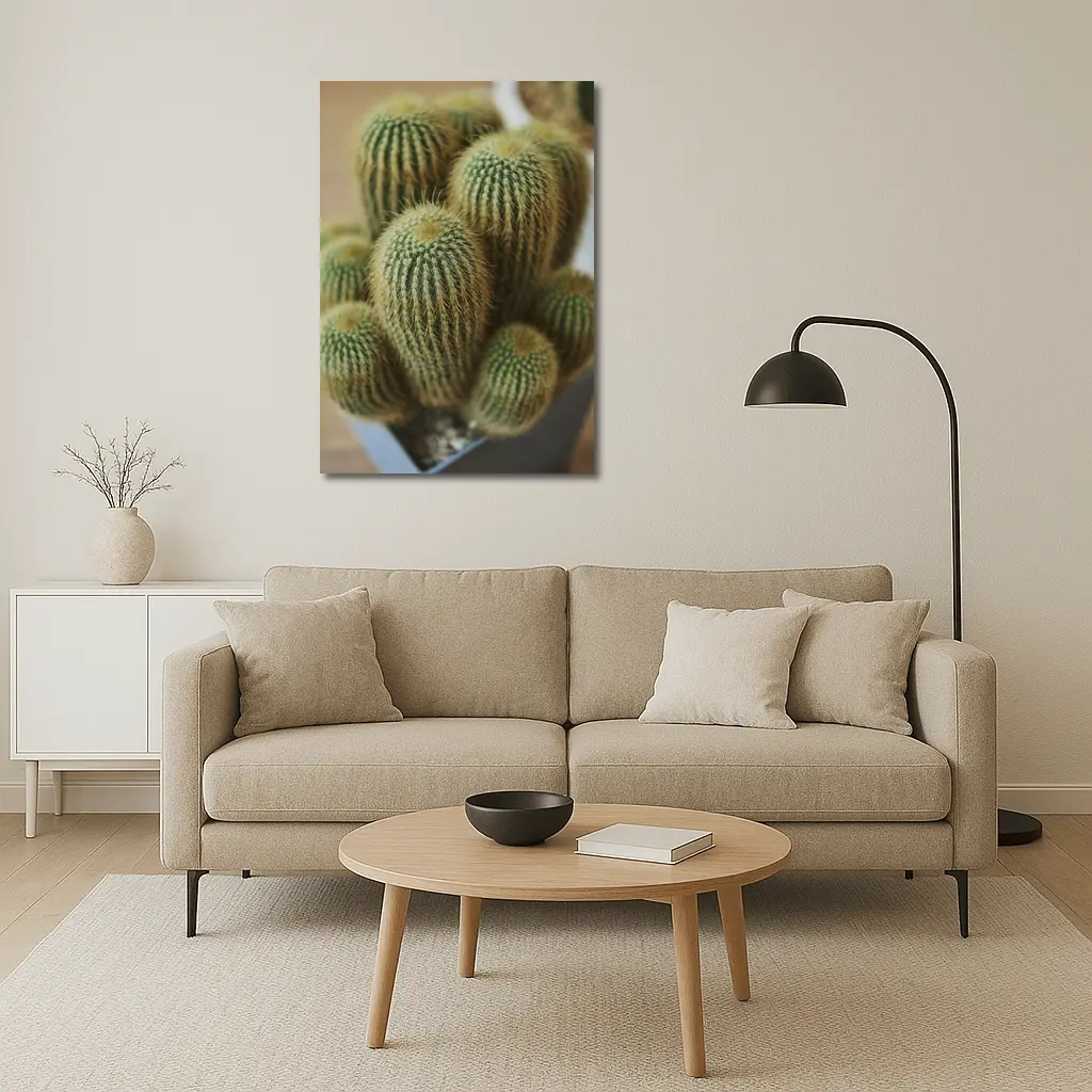 Golden Barrel Cactus Cluster Close Up – Wall Art