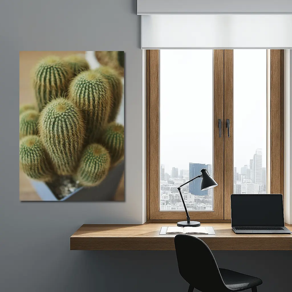 Golden Barrel Cactus Cluster Close Up – Wall Art