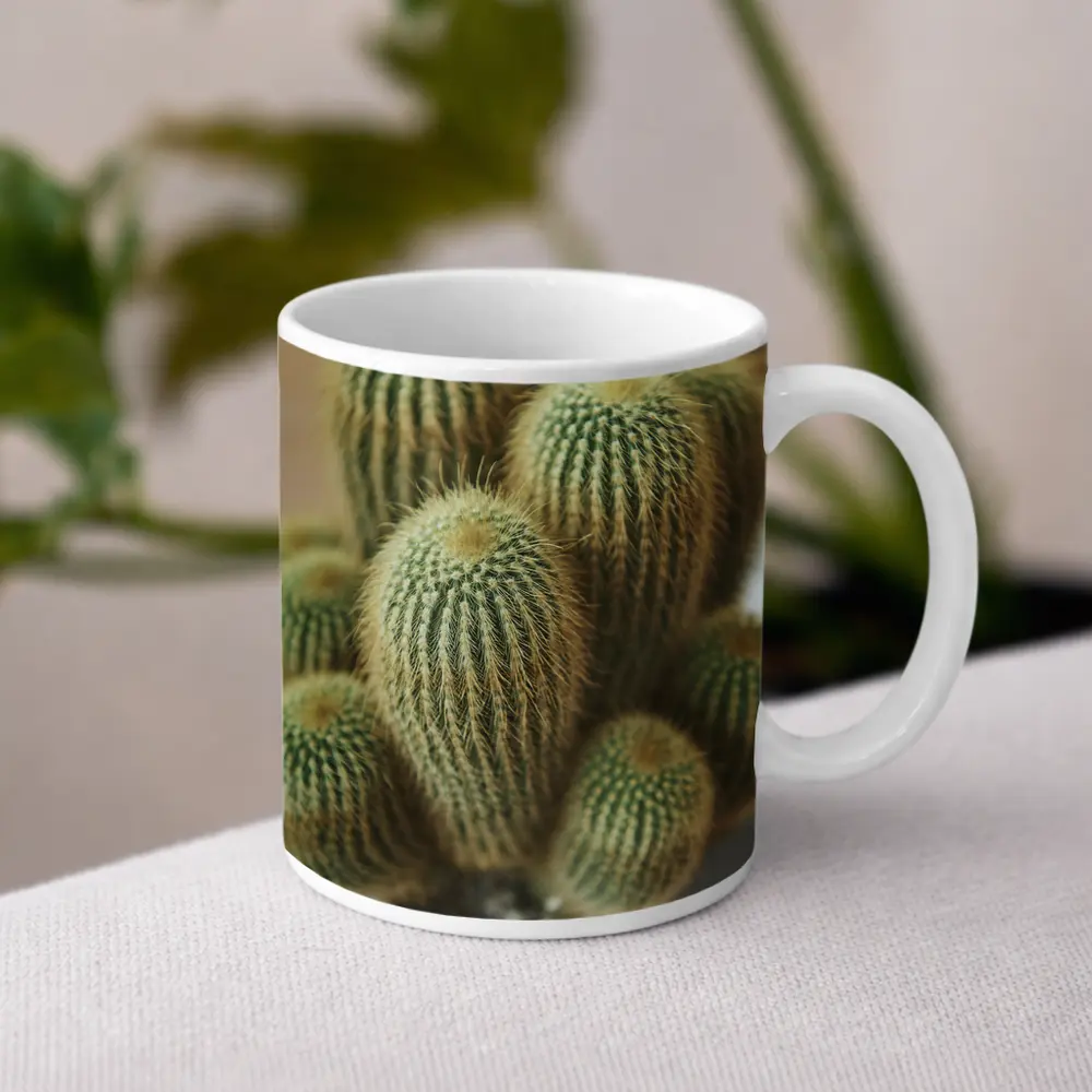 Golden Barrel Cactus Cluster Close Up – Mugs
