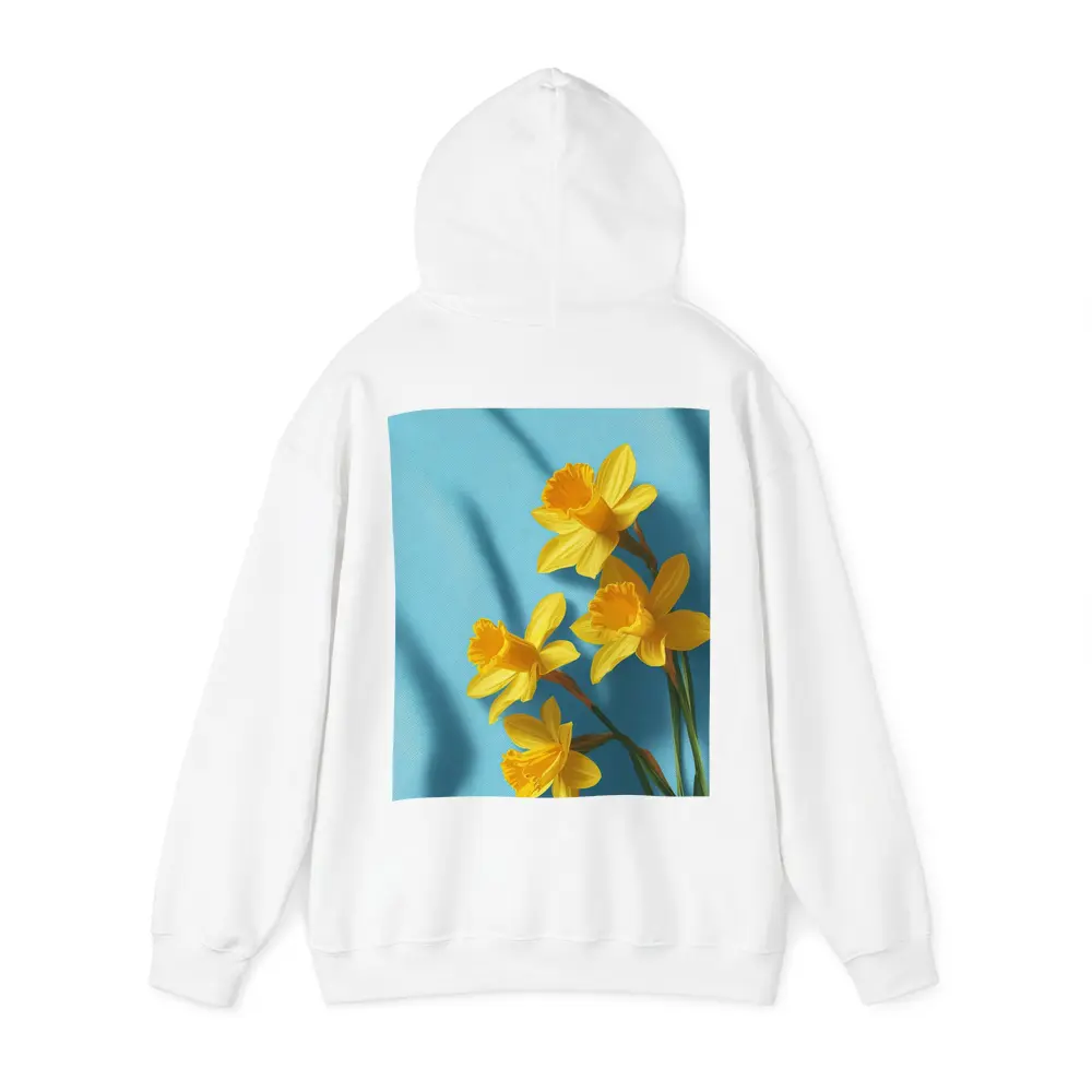 Yellow Daffodils On Light Blue Background – Hoodies