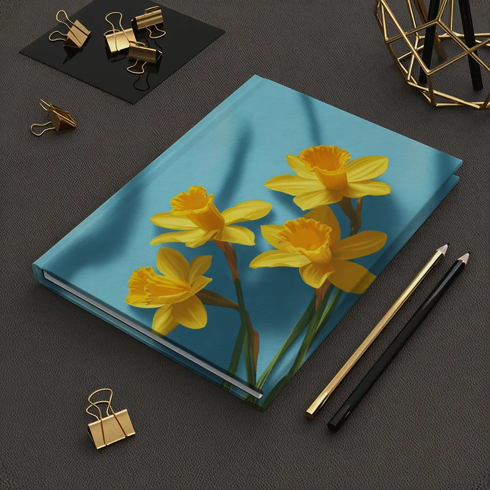 Yellow Daffodils On Light Blue Background – Notebooks