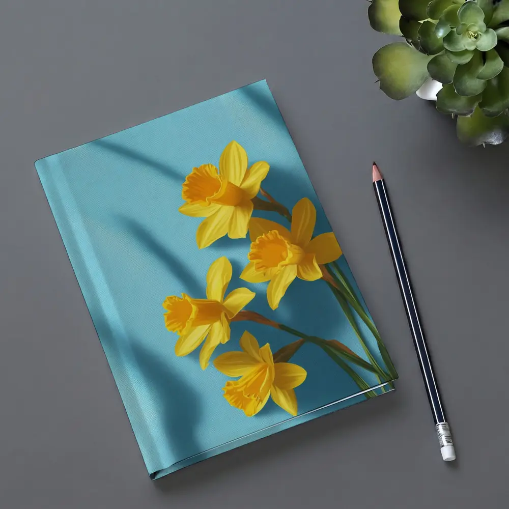 Yellow Daffodils On Light Blue Background – Notebooks