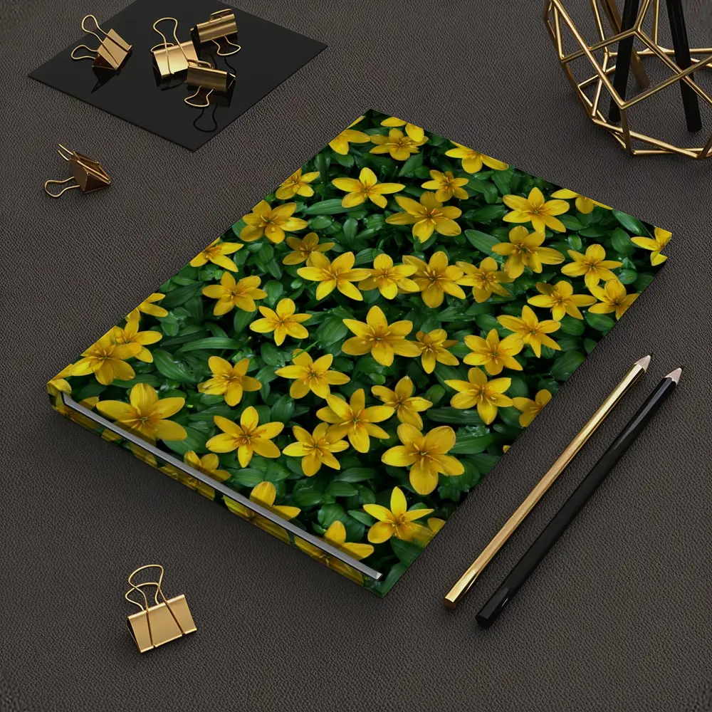 Yellow Wildflowers Dense Green Foliage Background – Notebooks