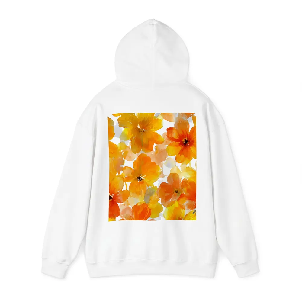 Orange Yellow Watercolor Flowers White Background – Hoodies