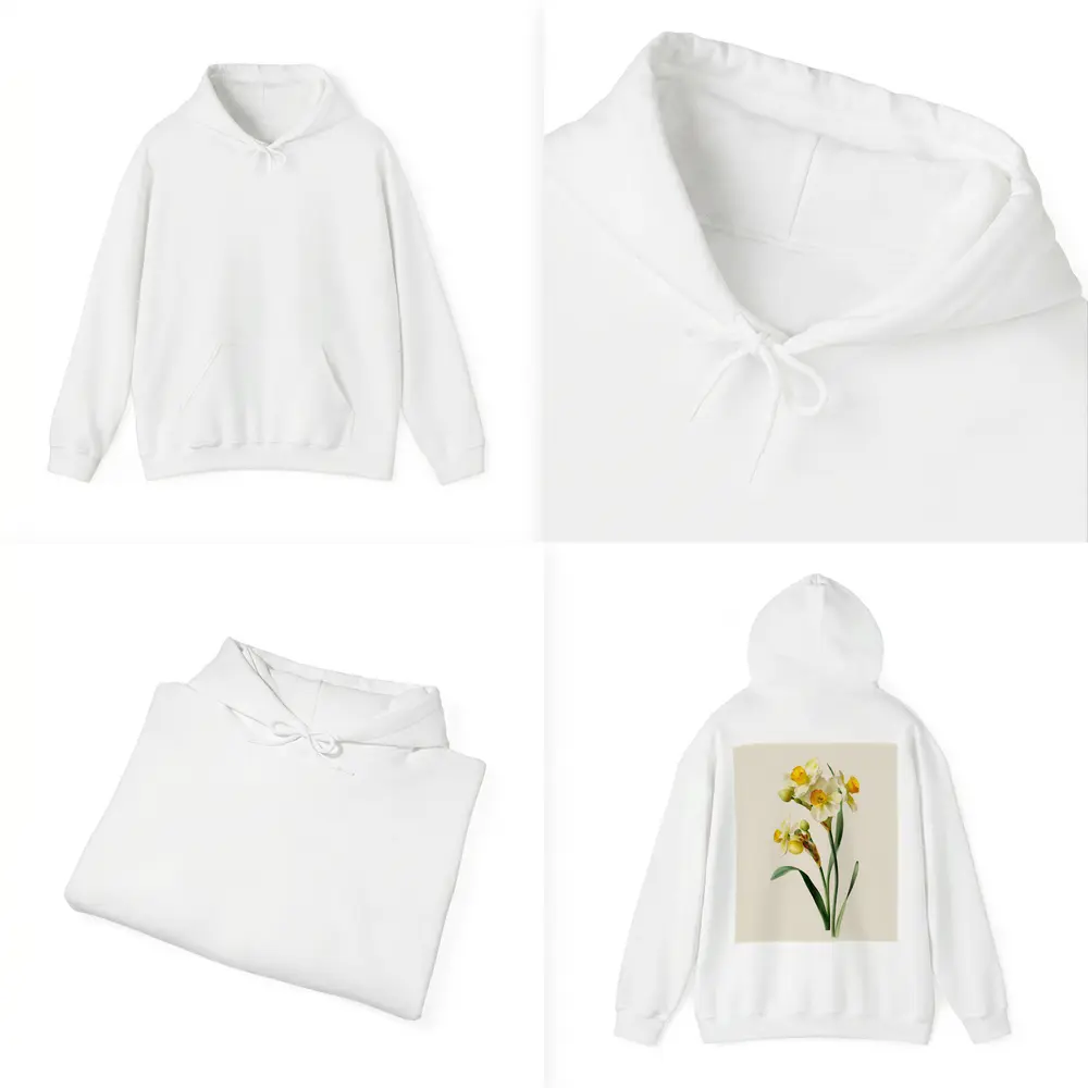 Narcissus Daffodil Botanical Art Beige Background – Hoodies
