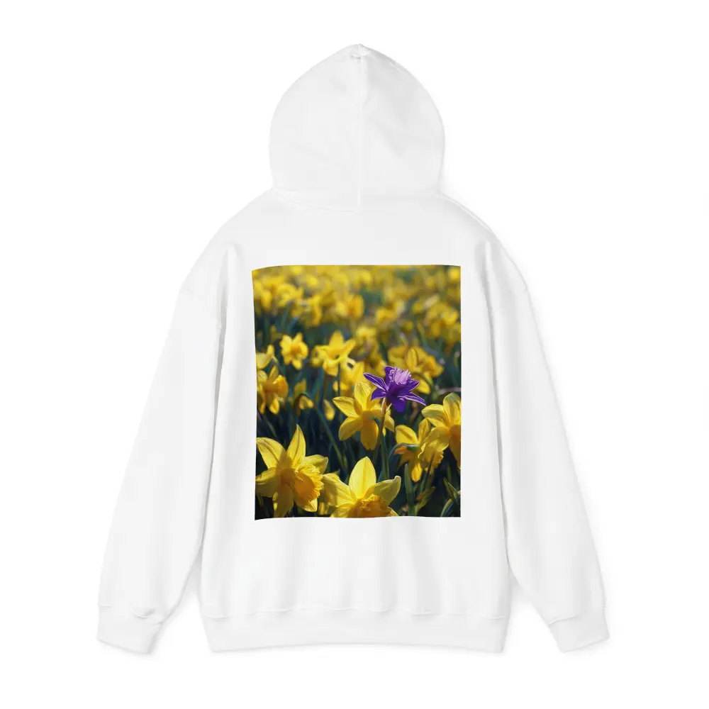 Yellow Daffodils Field Single Purple Flower – Hoodies