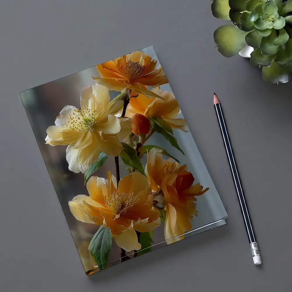 Yellow Orange Blossom Flowers Branch Close Up – Notebooks