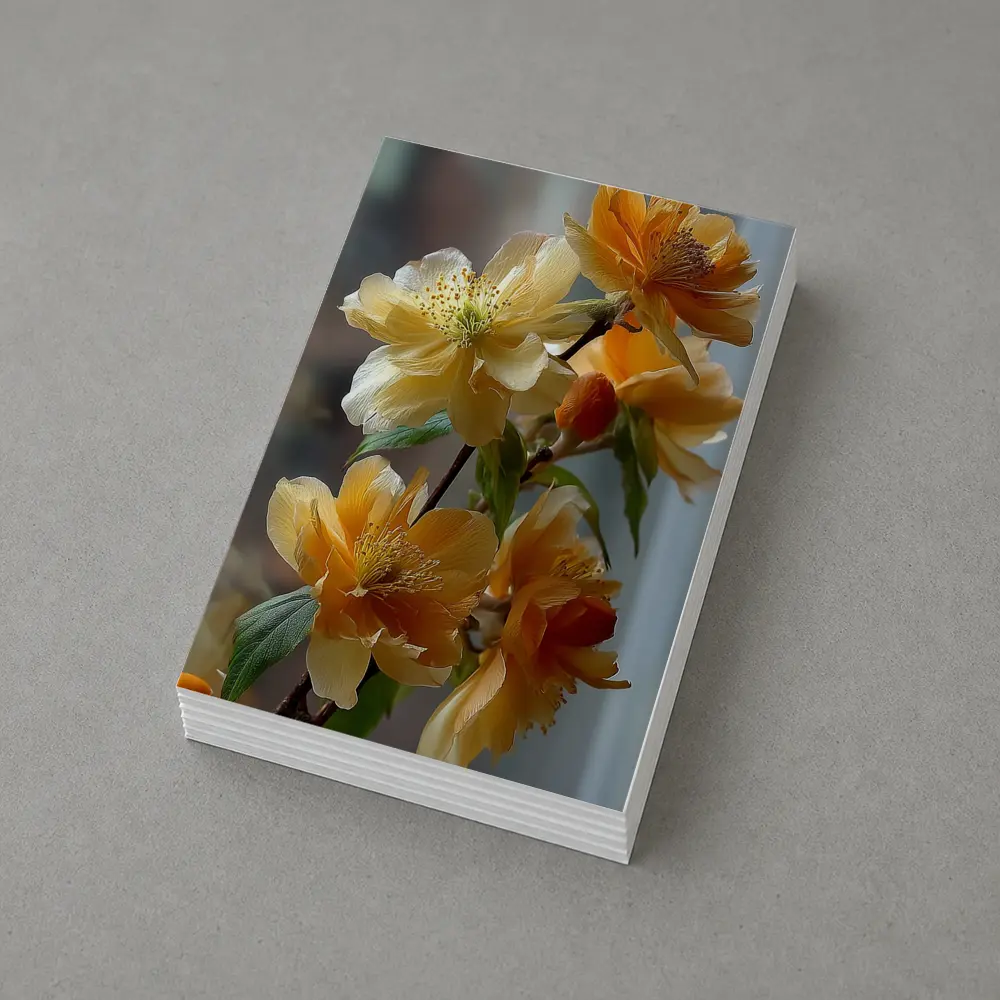 Yellow Orange Blossom Flowers Branch Close Up – Postcards