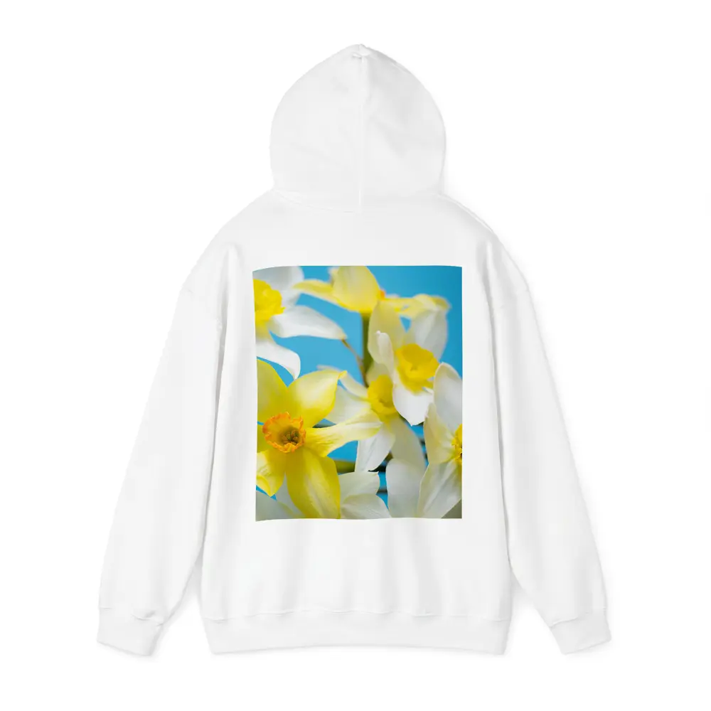 White Yellow Daffodils Blue Background – Hoodies