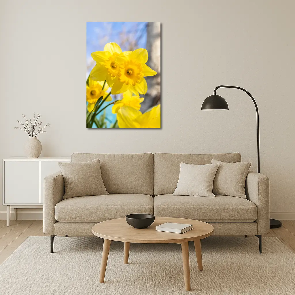Yellow Daffodils Blue Sky Spring Garden – Wall Art