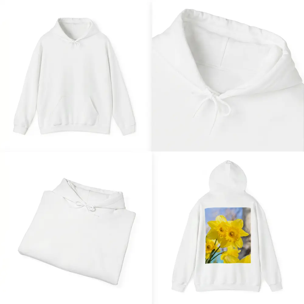 Yellow Daffodils Blue Sky Spring Garden – Hoodies