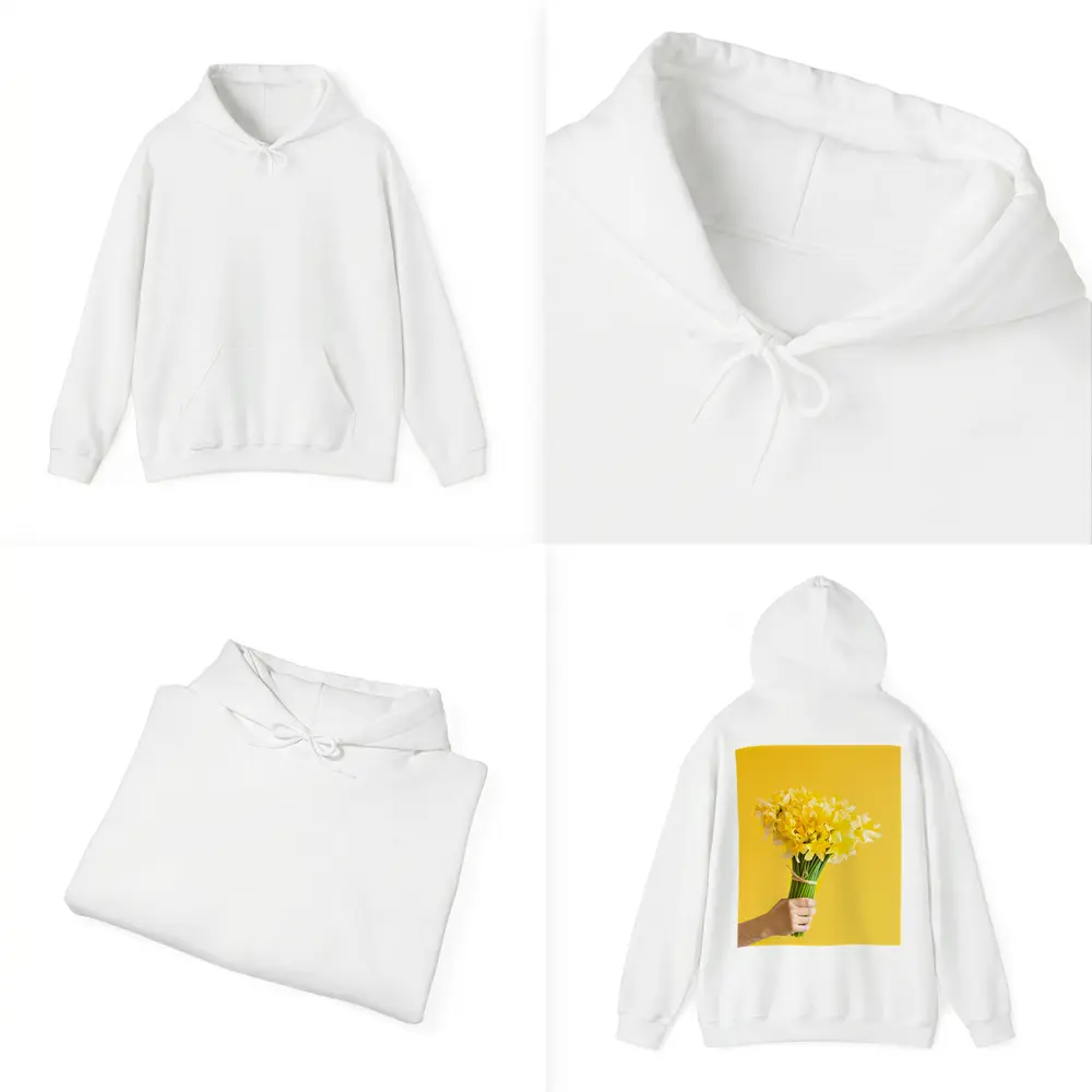Yellow Daffodils Bouquet On Yellow Background – Hoodies