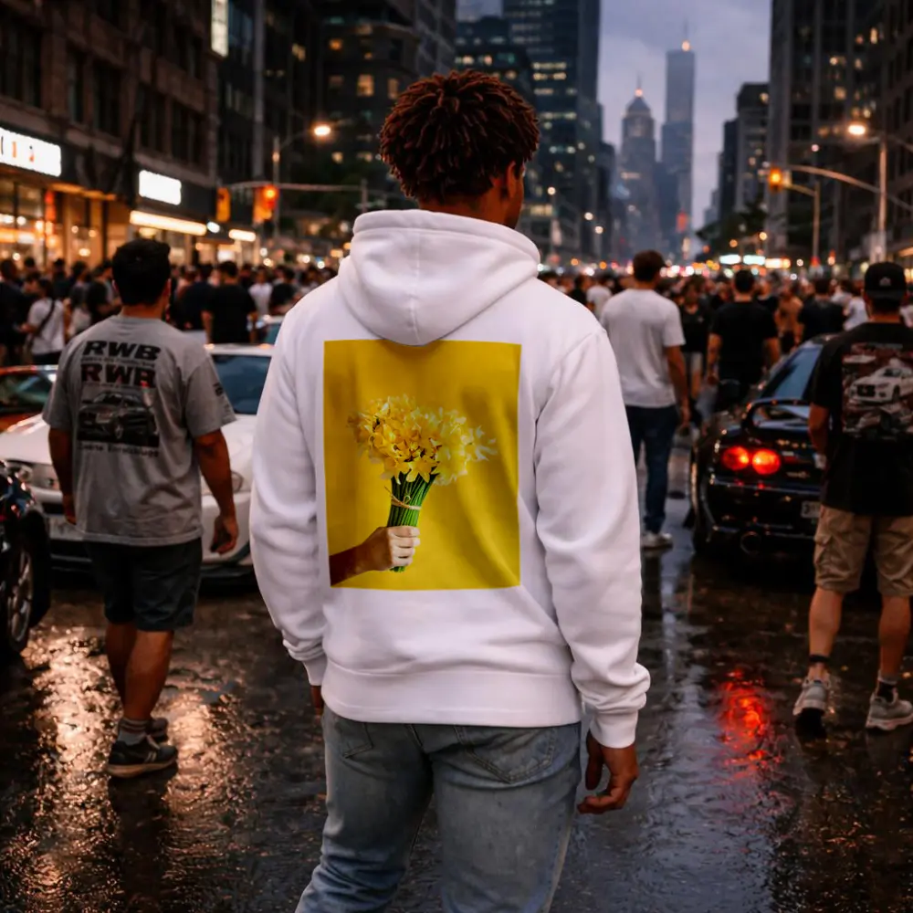 Yellow Daffodils Bouquet On Yellow Background – Hoodies