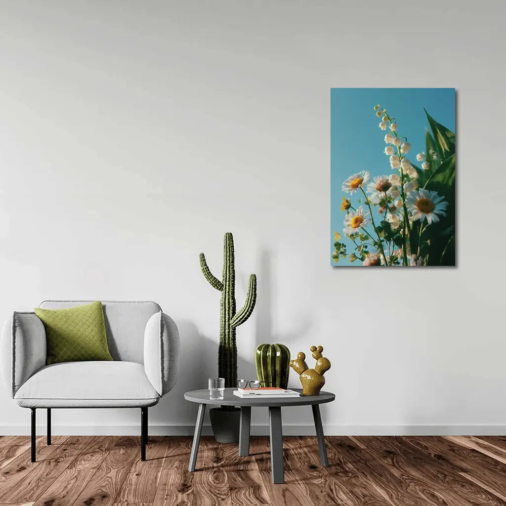 Daisies And Lily Of The Valley Blue Sky – Wall Art
