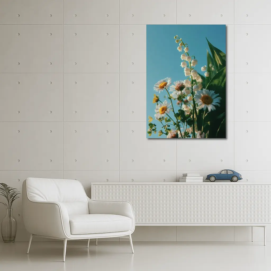 Daisies And Lily Of The Valley Blue Sky – Wall Art