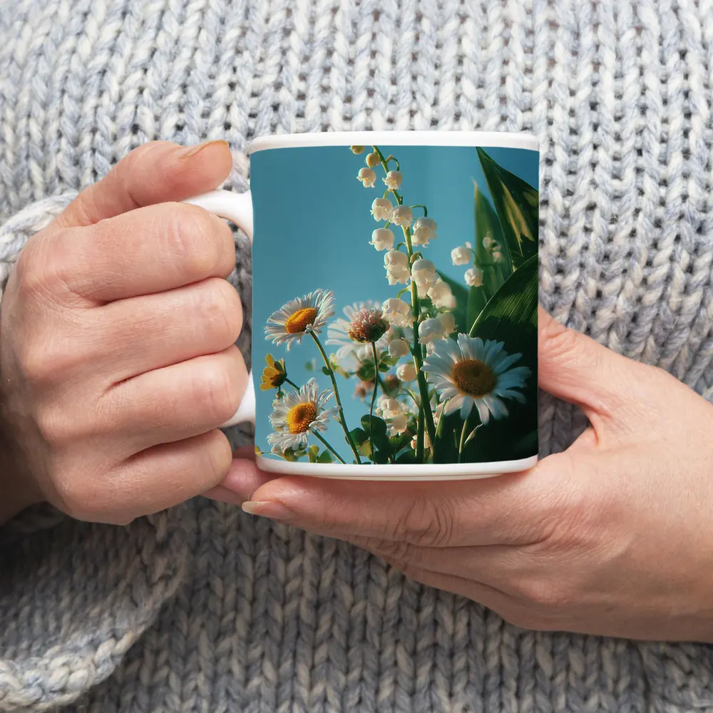 Daisies And Lily Of The Valley Blue Sky – Mugs