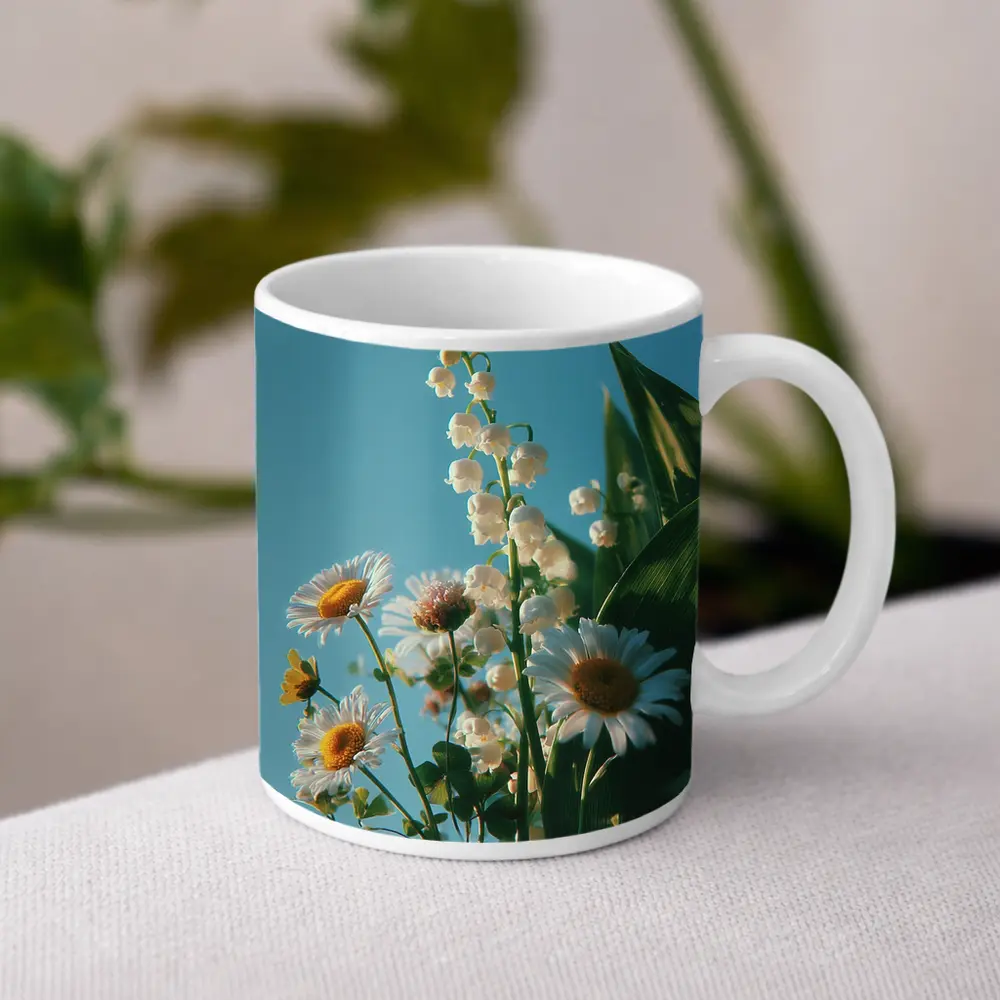 Daisies And Lily Of The Valley Blue Sky – Mugs