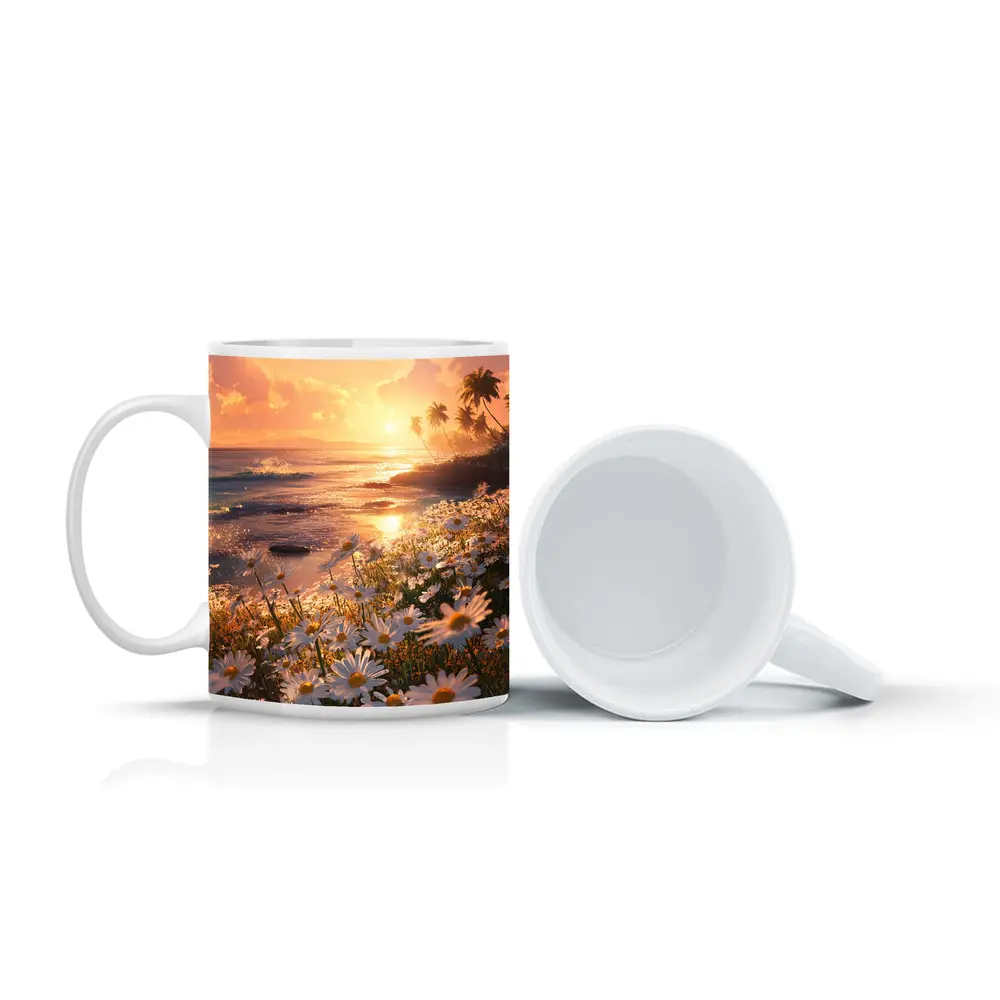Daisy Field Beach Sunset Palm Trees – Mugs