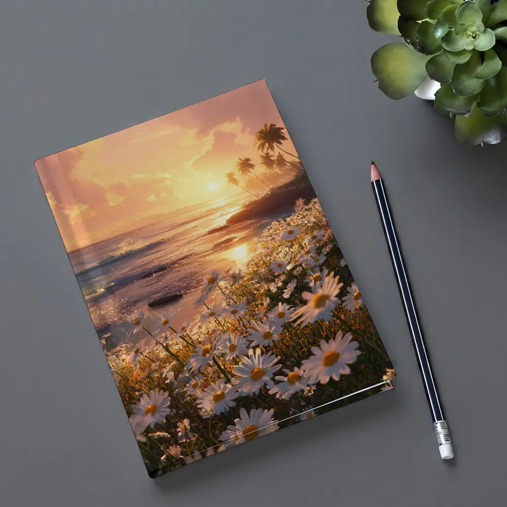 Daisy Field Beach Sunset Palm Trees – Notebooks