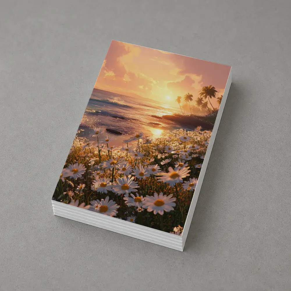 Daisy Field Beach Sunset Palm Trees – Postcards